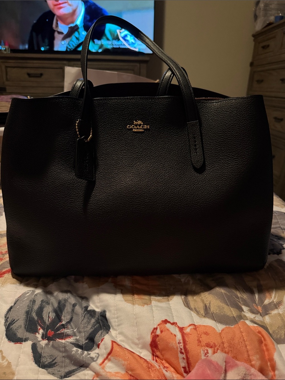 NWOT COACH Charlie Carryall Tote Black Pebbled Leather